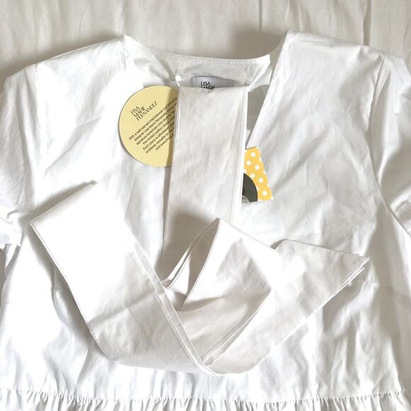 NWT Lisa Marie Fernandez for Target White Ric Rac Midi Dress Bell Sleeve - Picture 8 of 16